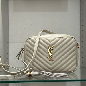 Yves Saint Laurent Ivory Quilted Crossbody Bag